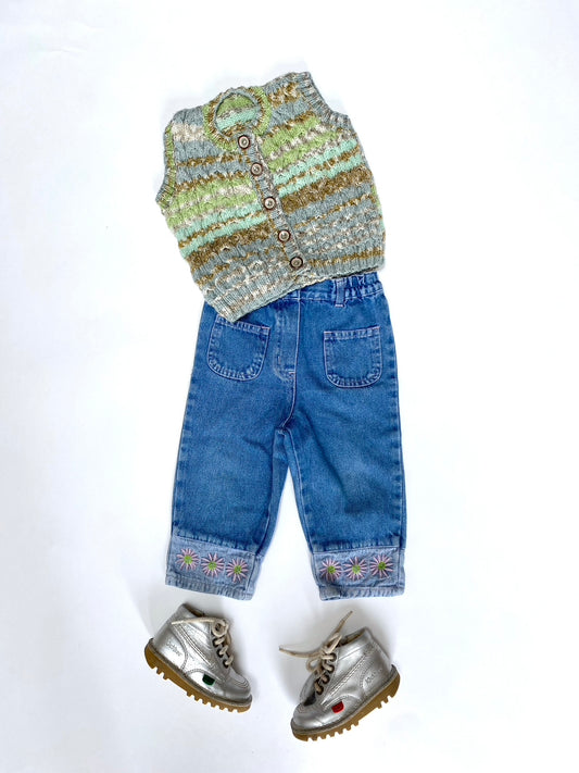 Hand knitted sleeveless cardigan age 12-18m