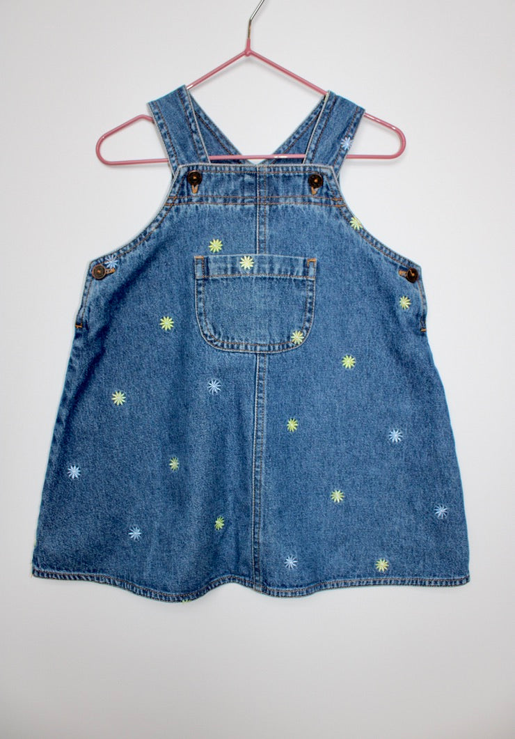 Vintage embroidered daisy denim dress Age 9-12M