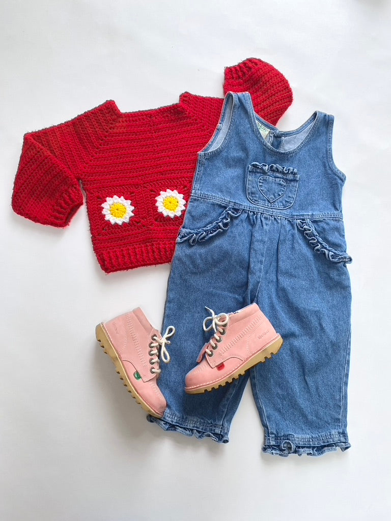 Hand crochet sunflower jumper Age 3-4y