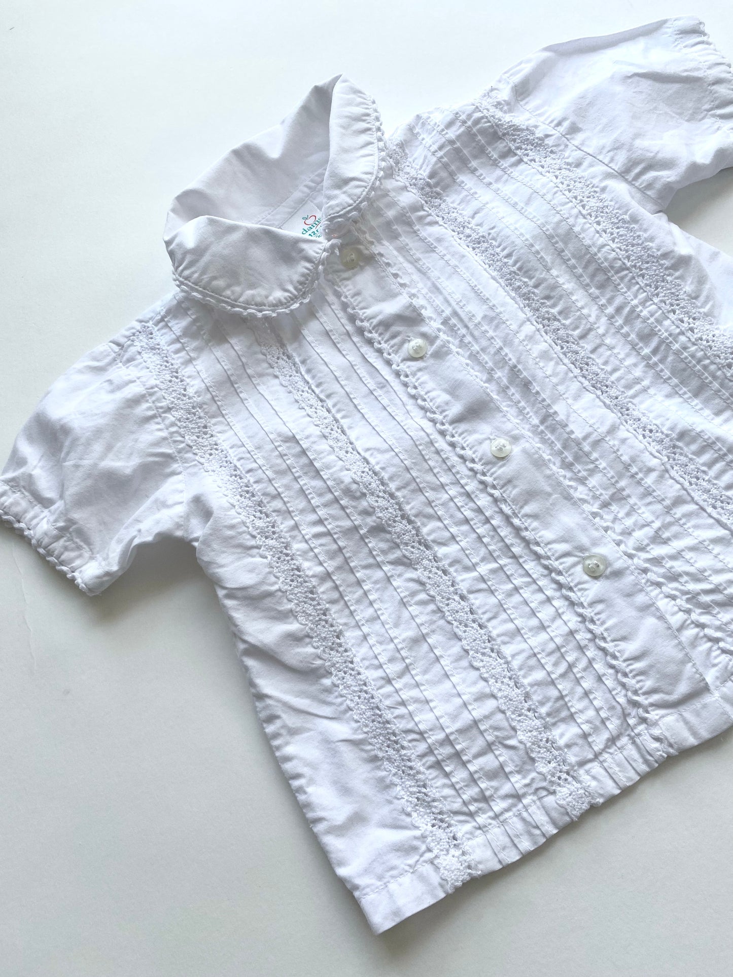 Vintage pin tuck pleated shirt Age 6-9m