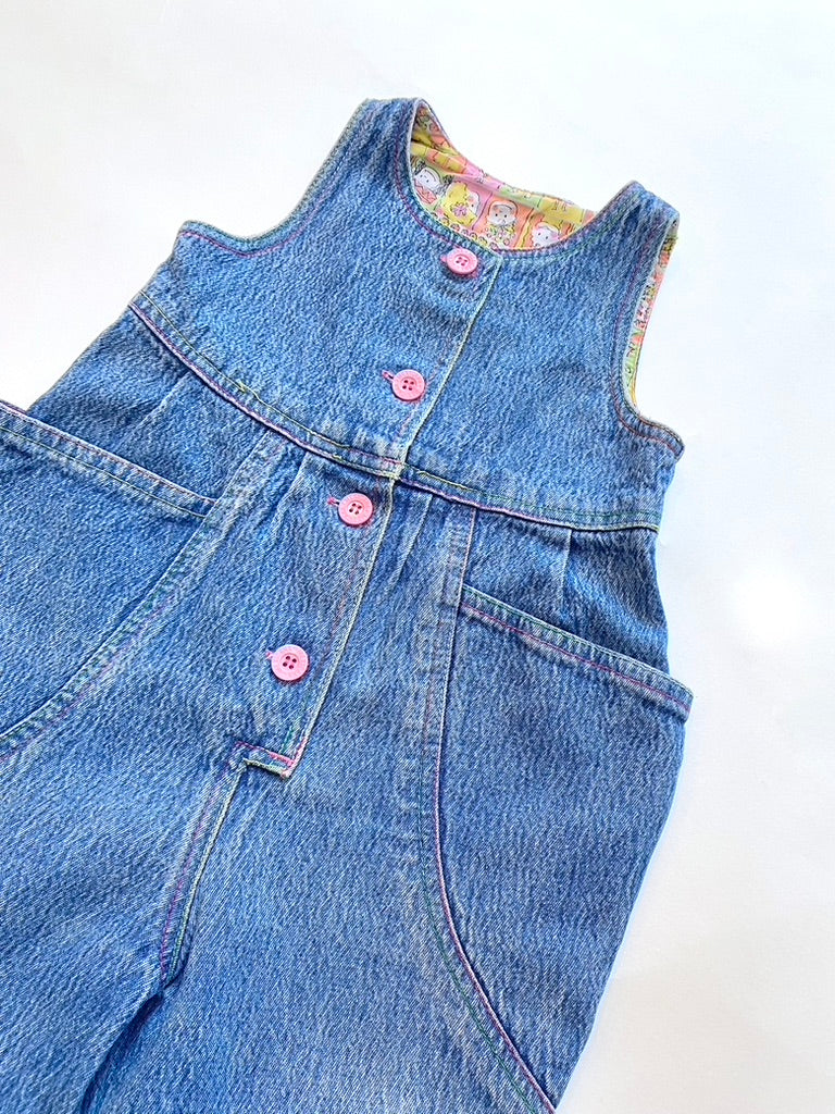 Vintage denim dungarees with contrast details age 9-12m