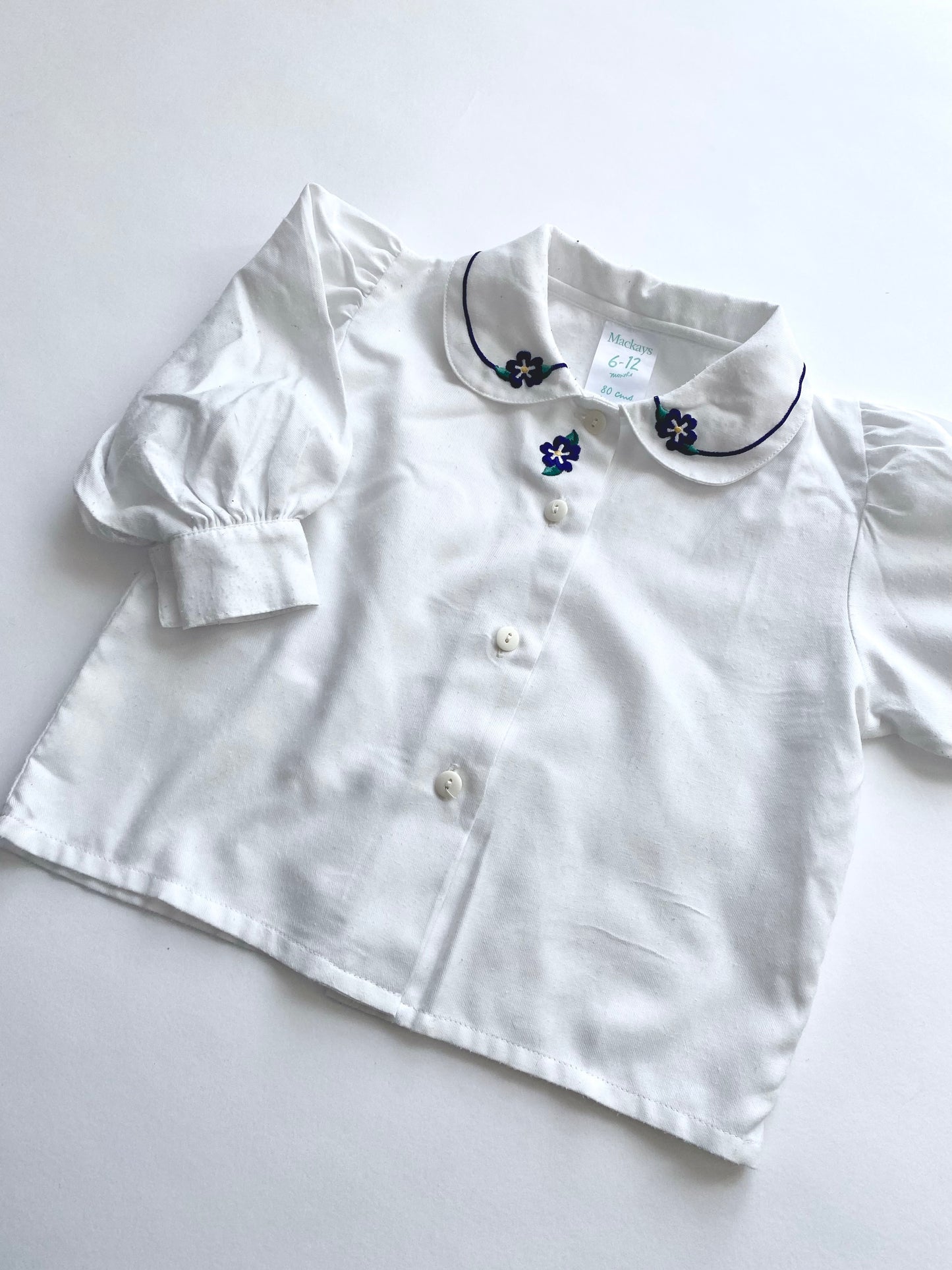 Vintage puff sleeve peterpan collar shirt Age 6-12m