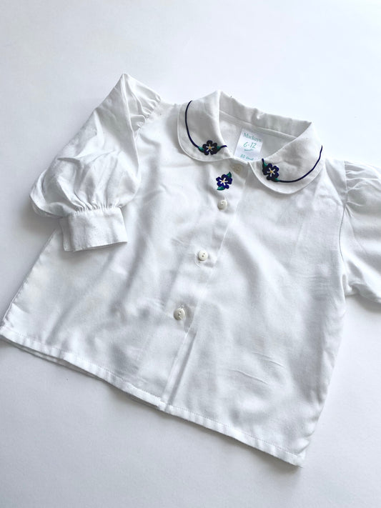 Vintage puff sleeve peterpan collar shirt Age 6-12m