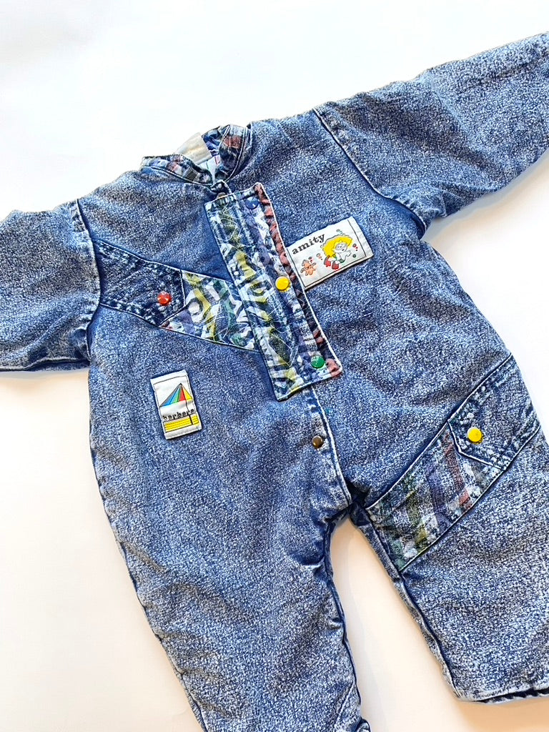 Vintage padded denim romper age 3-6m