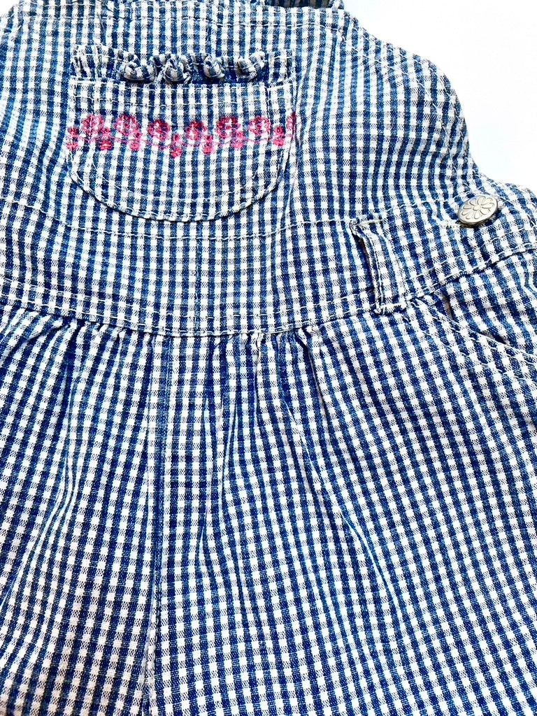 Vintage gingham frill shortalls age 6-12m