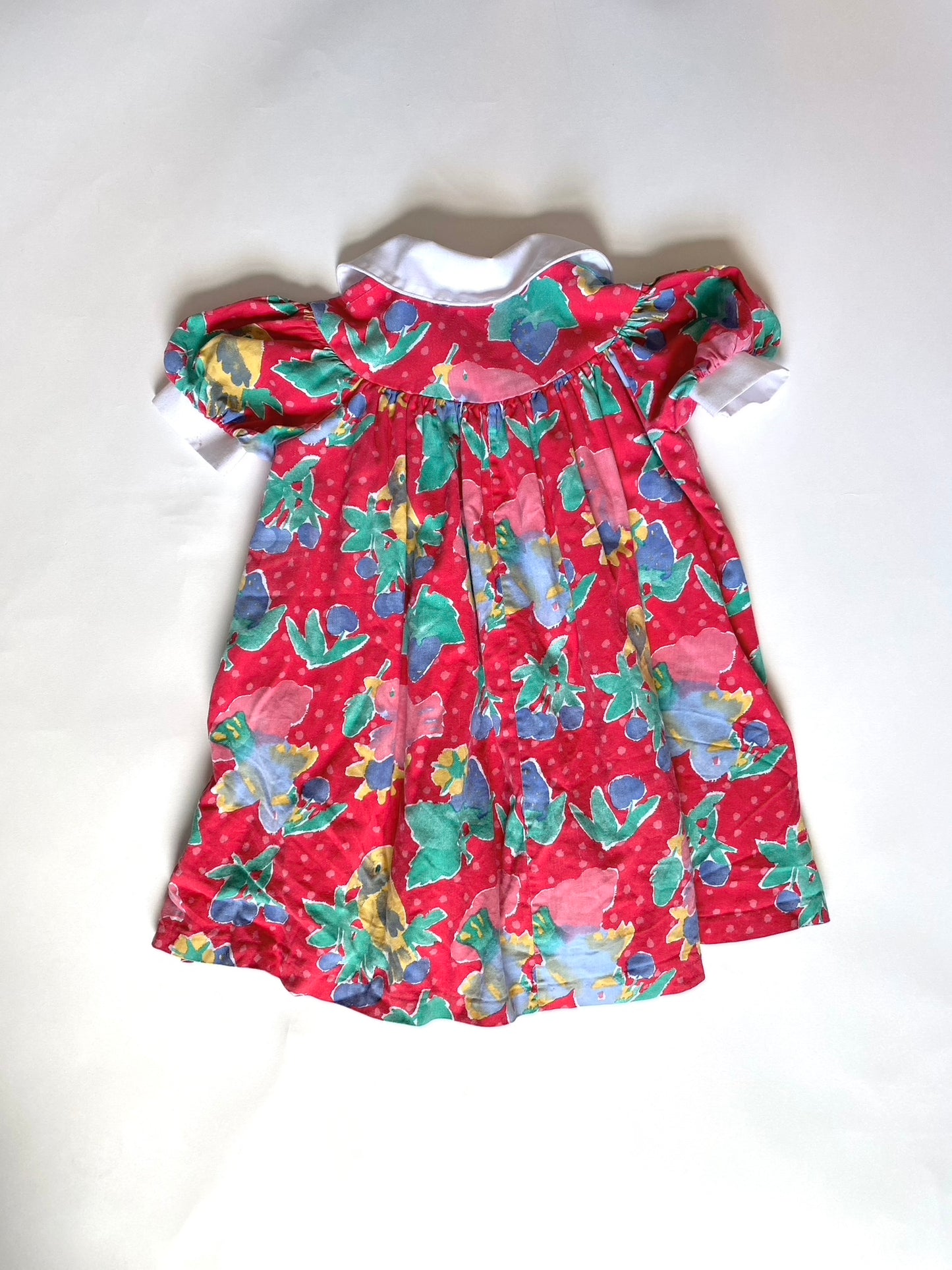 Vintage red printed Dress Age 3-4y