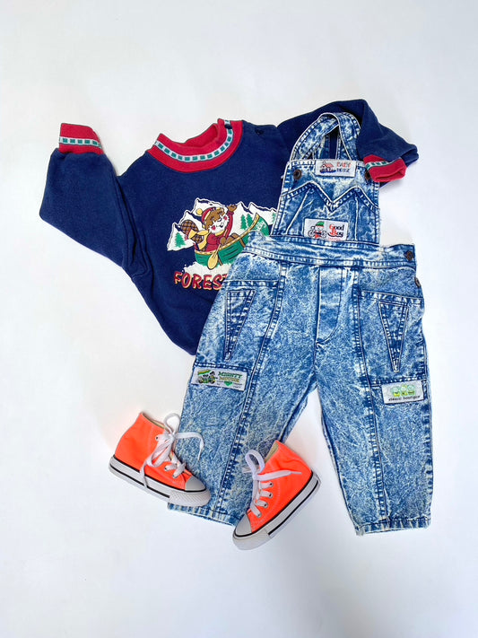 Vintage Chambo acid wash dungarees age 6-9m