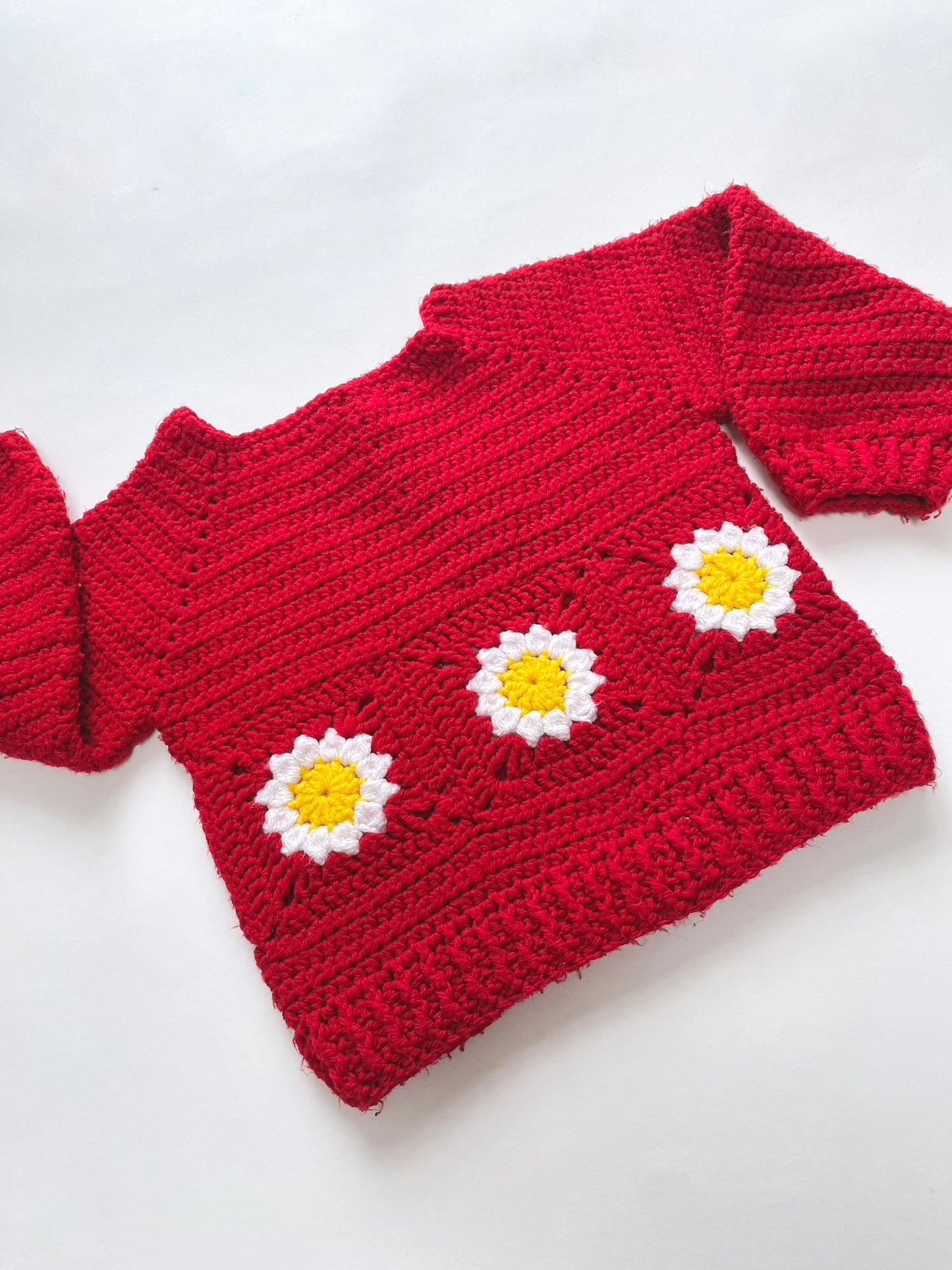 Hand crochet sunflower jumper Age 3-4y