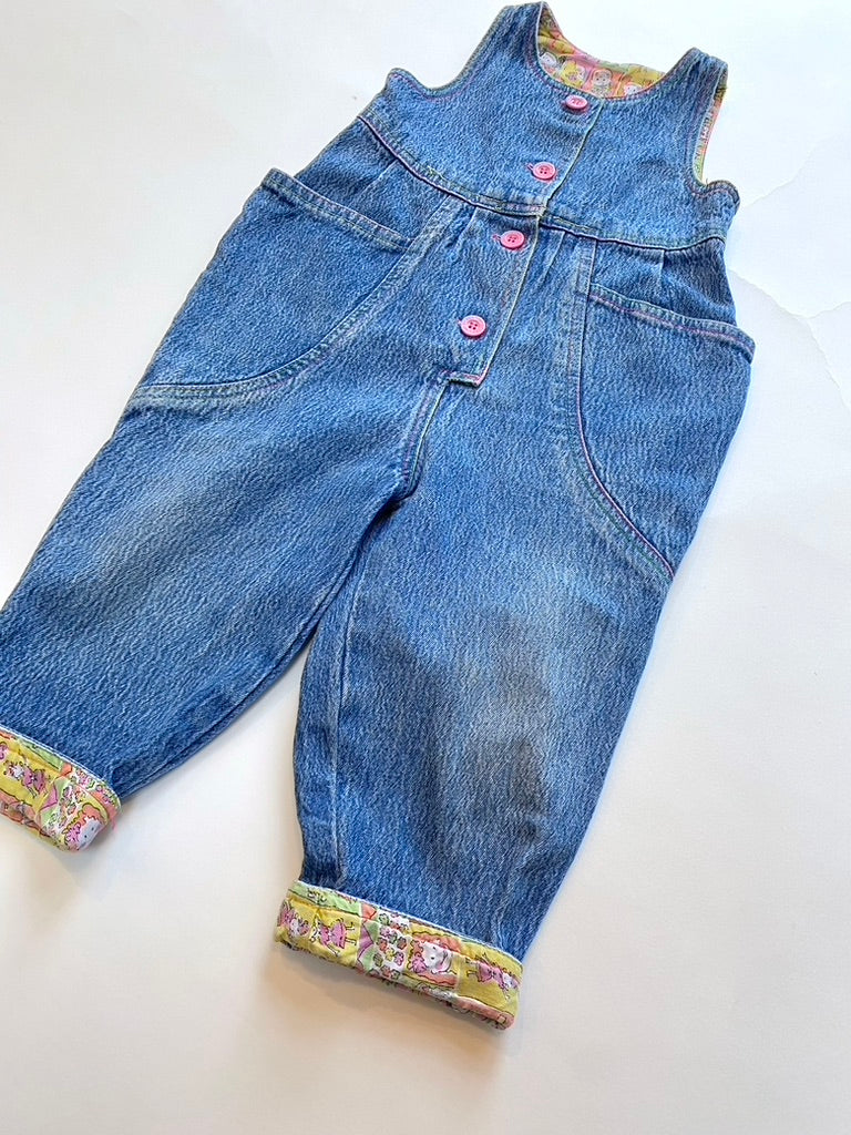 Vintage denim dungarees with contrast details age 9-12m