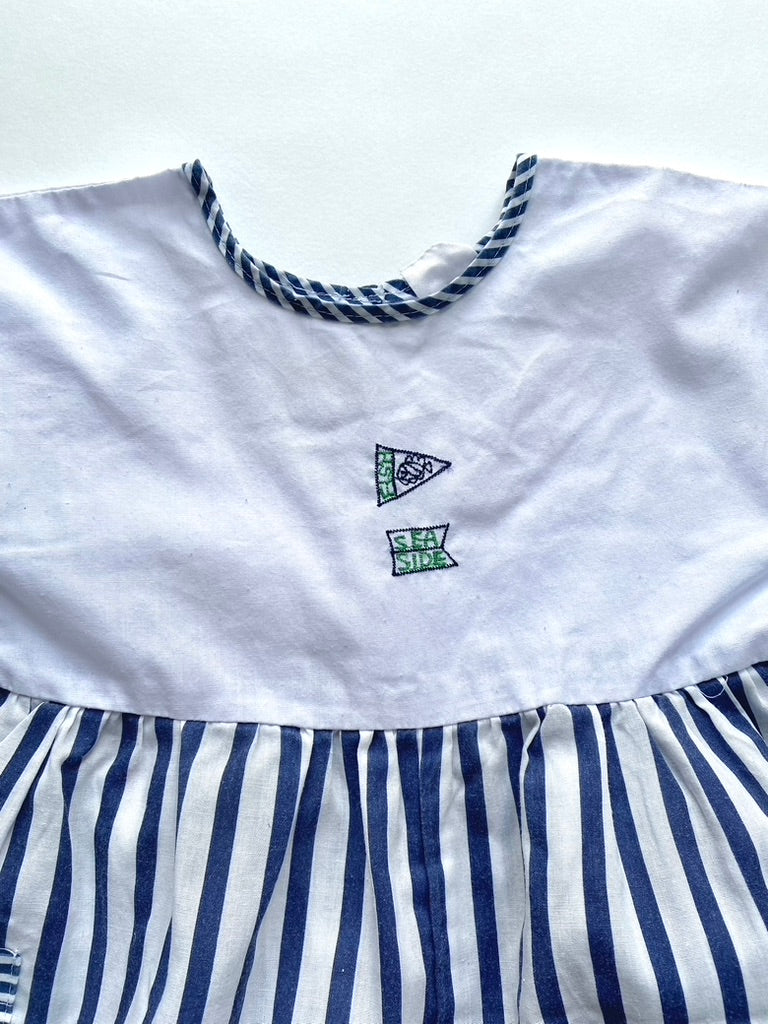 Vintage seaside stripe balloon leg romper Age 6-12m