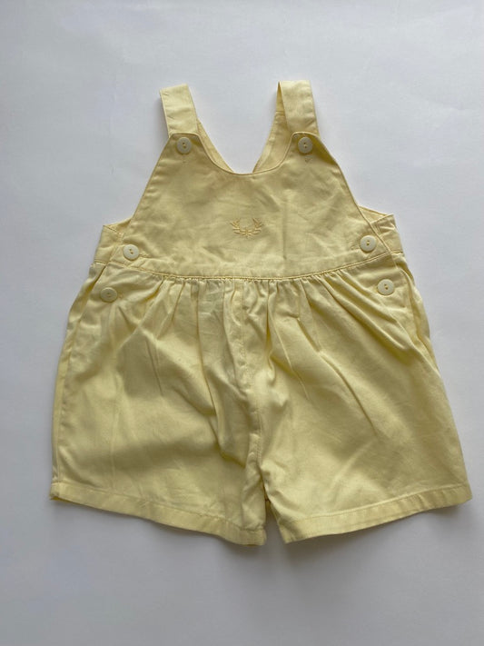 Vintage butter yellow shortalls age 3-6m