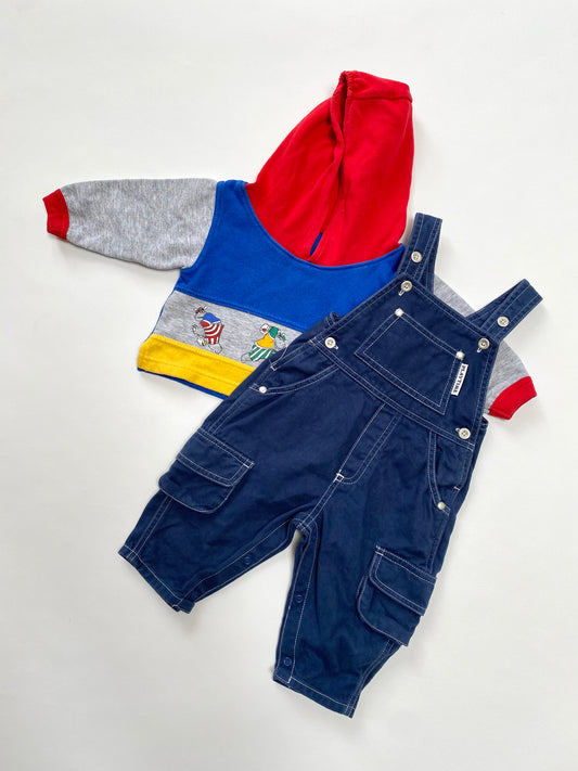 Y2k topstitch dungarees age 3-6m