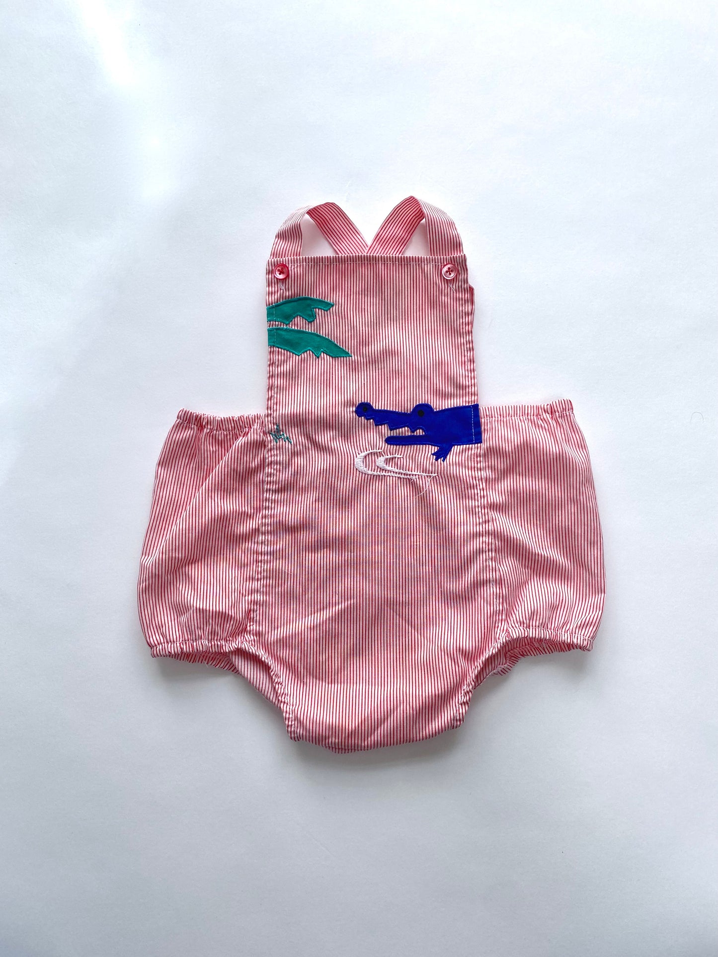 Vintage red stripe bubble romper age 3-6m