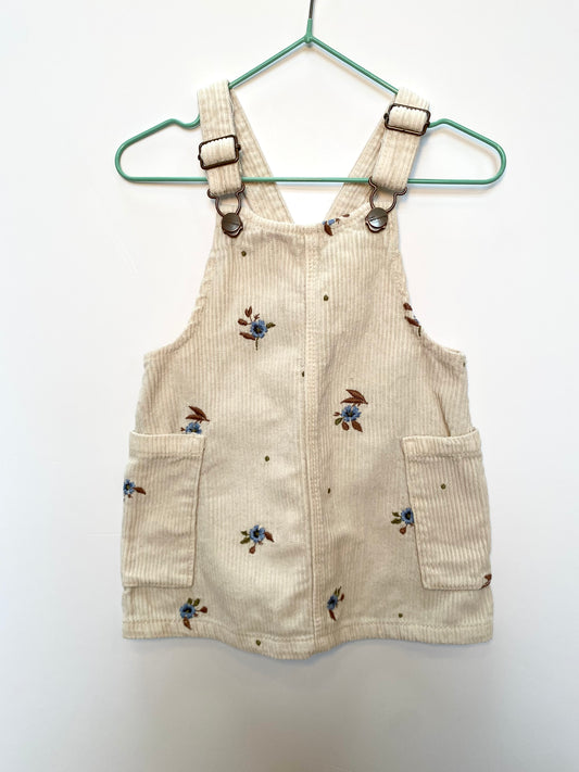 Corduroy pinafore dress with embroidered flowers Age 12-18M
