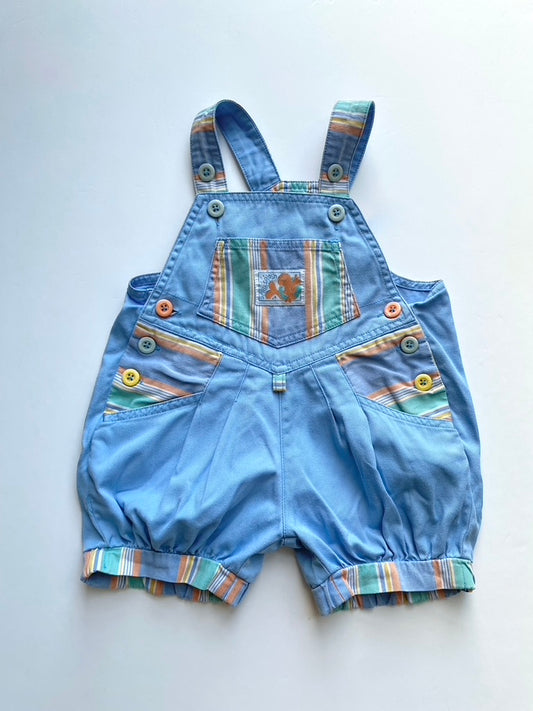 Vintage blue and stripe short dungarees Age 9-12m