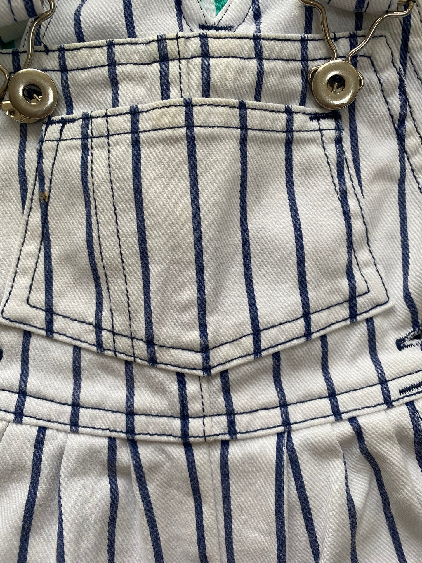 Vintage ecru and blue stripe dungarees Age 12-18m