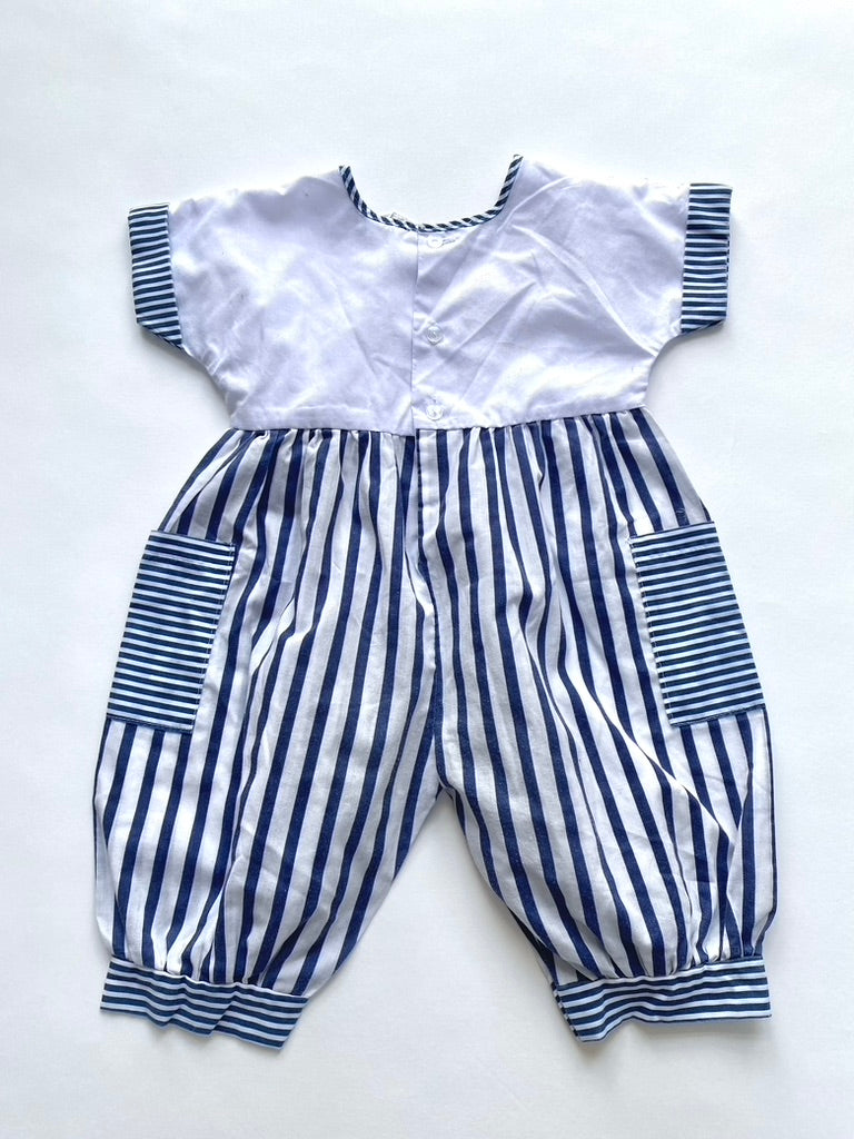 Vintage seaside stripe balloon leg romper Age 6-12m