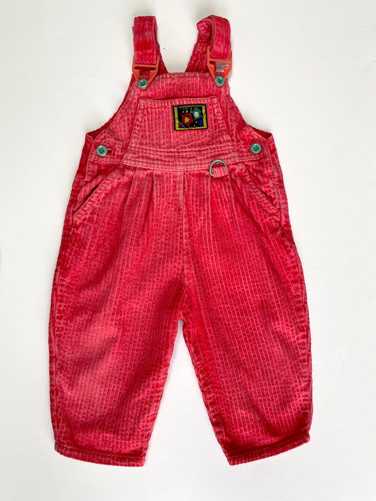 Vintage pink cord dungarees Size 12-18m