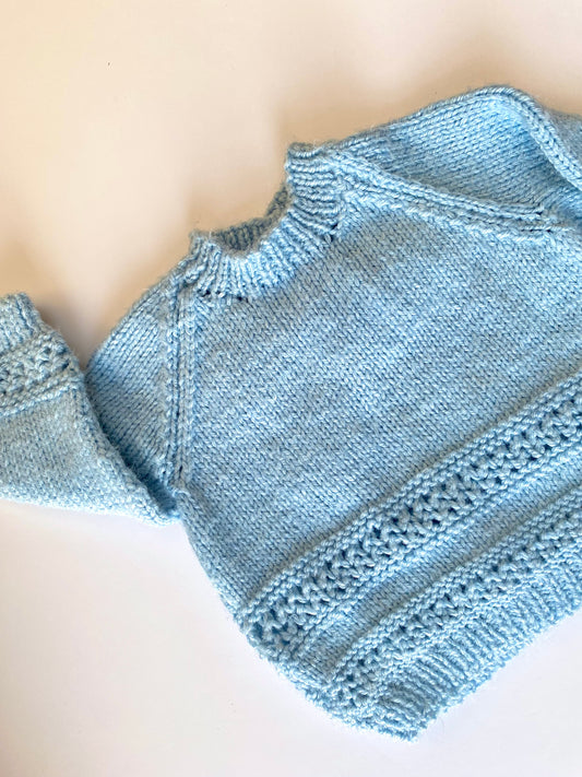 Blue hand knitted jumper Age 0-3M