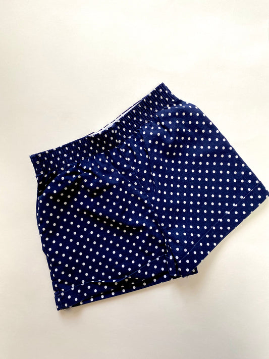 Vintage spotty navy shorts Age 18-24m