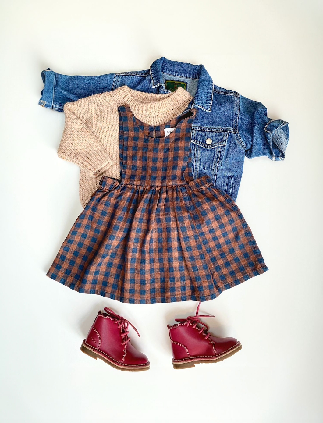 Nellie Quats check pinafore Age 18-24M