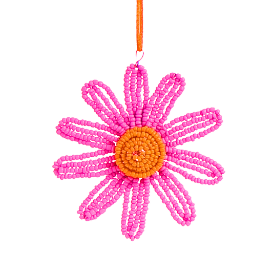 Pink beaded flower decoration