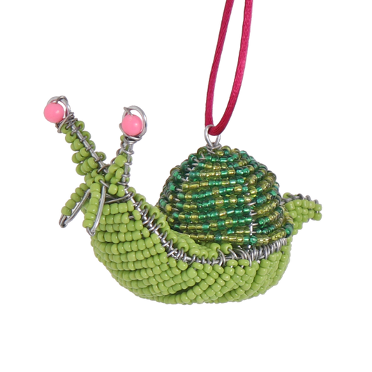 Green beaded snail decoration